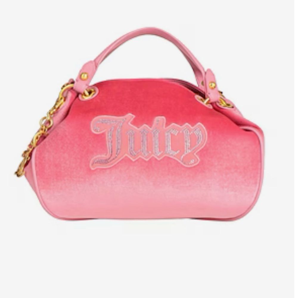 UK    Juicy Couture  Diamante Velour  Bag Satchel Crossbody Keychain